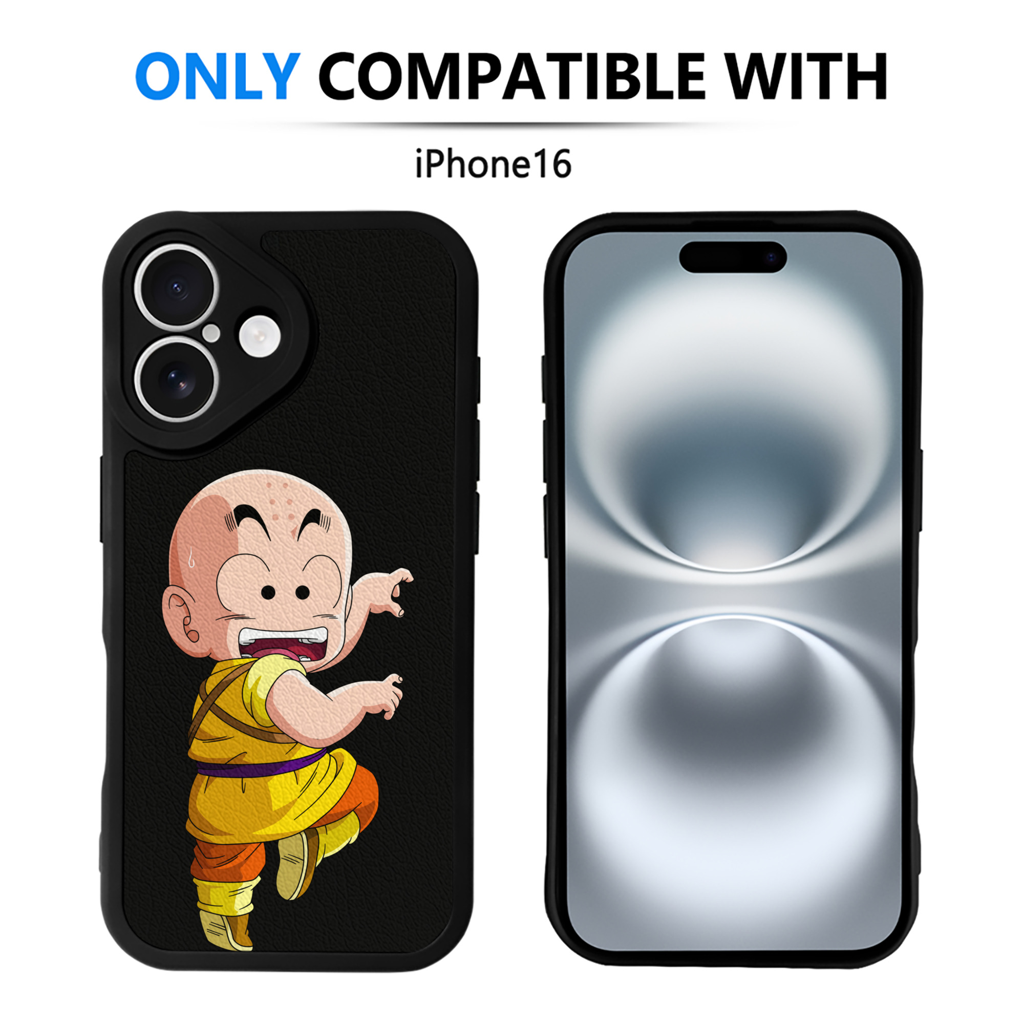 （画像用） ドラゴンボール クリリン DRAGON BALL krillin 【iPhone 16シリーズ対応】シリコンスマホケース（レザー調） 材質：シリコン